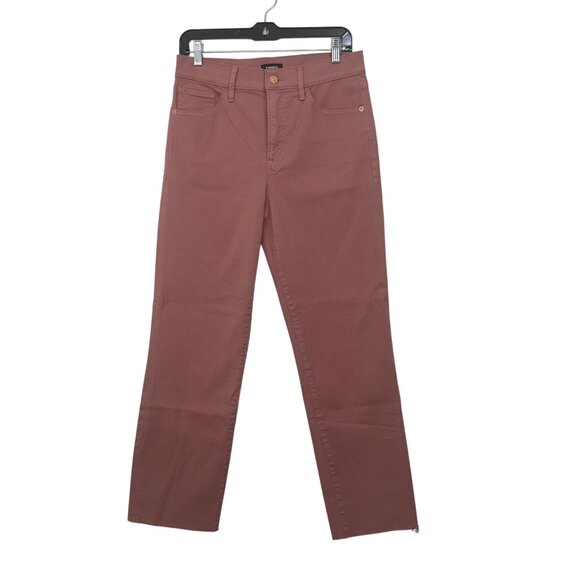 Express Womens Straight Ankle High Rise Pants Size 6R Mauve Pink Raw Hem - Picture 9 of 12